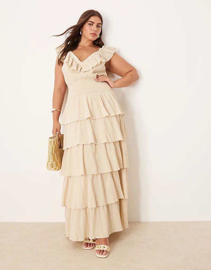 Платье макси Pretty Lavish Curve с оборками и сборками песочного цвета
Платье макси Pretty Lavish Curve с оборками и сборками песочного цвета
