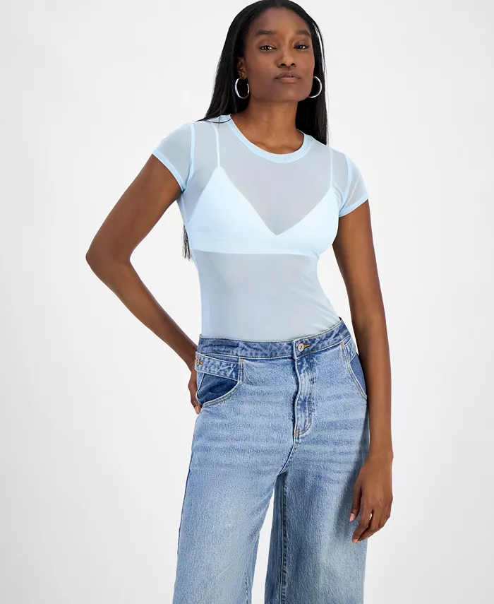 Женская полупрозрачная блузка с сетчатыми вставками и короткими рукавами Bar III, синий
Женская полупрозрачная блузка с сетчатыми вставками и короткими рукавами Bar III, синий