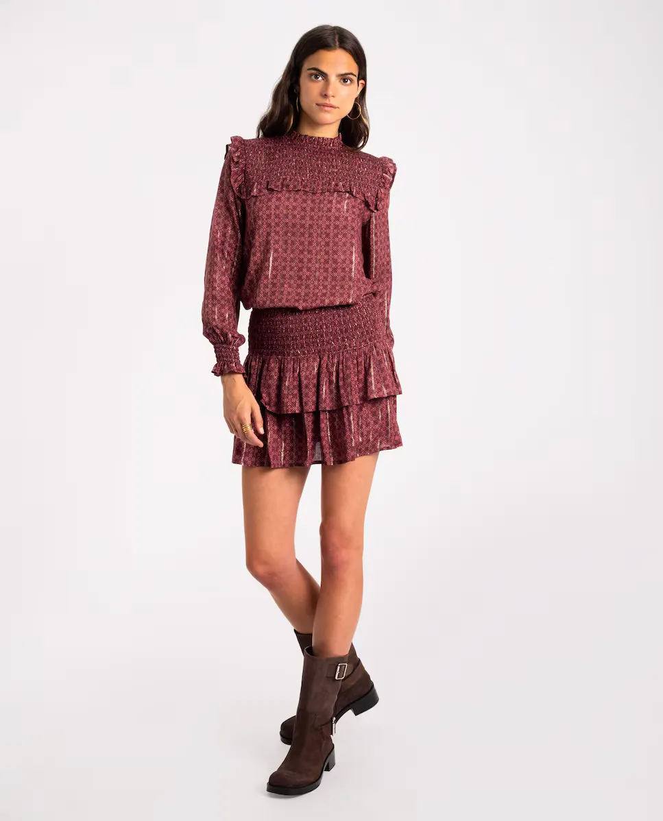 Короткая юбка с рюшами и сотами The-Are, бордовый
Короткая юбка с рюшами и сотами The-Are, бордовый