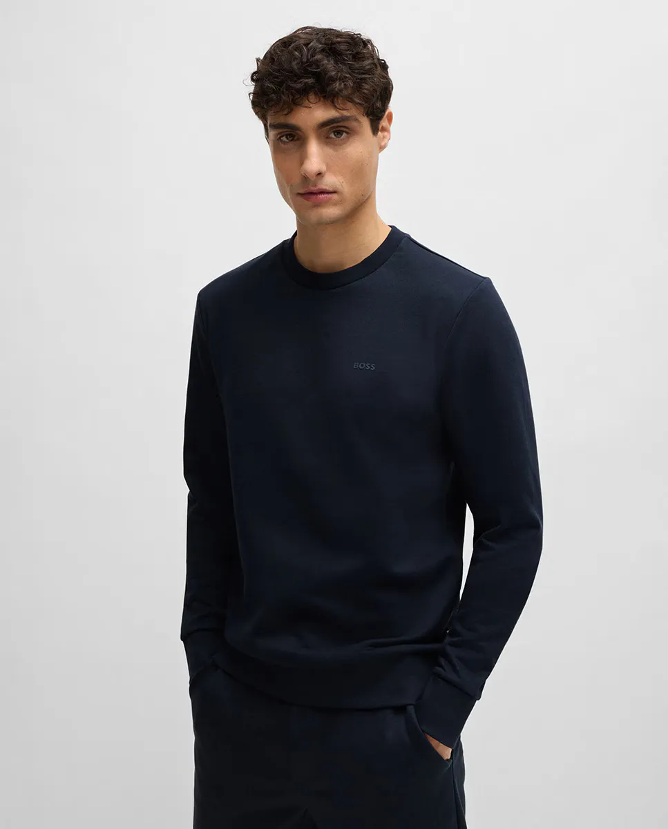 Толстовка из хлопкового флиса с прорезиненным логотипом Boss, темно-синий
Толстовка из хлопкового флиса с прорезиненным логотипом Boss, темно-синий