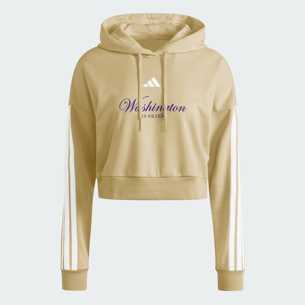 Худи Adidas Washington Huskies Essentials 3-Stripes Crop Hoodie, цвет Team Sand/White/Ncaa-Wtn-7yy 
Худи Adidas Washington Huskies Essentials 3-Stripes Crop Hoodie, цвет Team Sand/White/Ncaa-Wtn-7yy