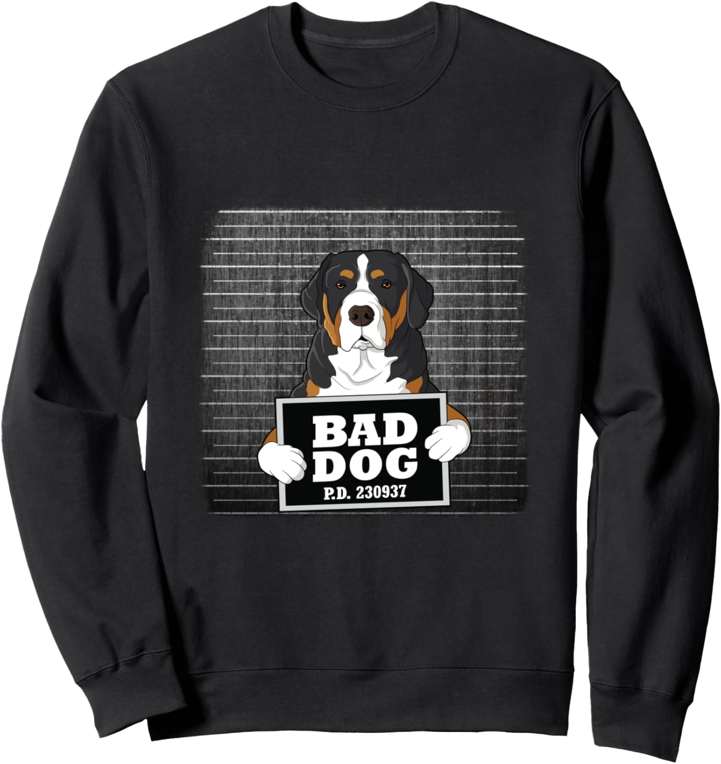 Толстовка с изображением швейцарской горной собаки и надписью Guilty Dog Bad Dog Mug Shot Greater Swiss Mountain Dog, черный
Толстовка с изображением швейцарской горной собаки и надписью Guilty Dog Bad Dog Mug Shot Greater Swiss Mountain Dog, черный