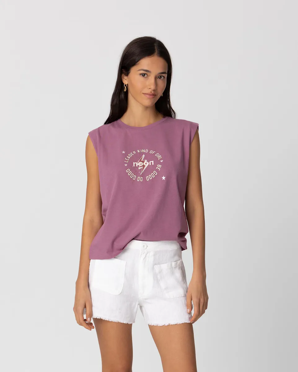 Женская футболка без рукавов с вышитым логотипом Noon, розовый
Женская футболка без рукавов с вышитым логотипом Noon, розовый