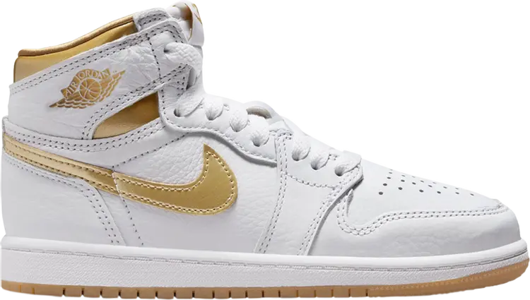Кроссовки Air Jordan 1 Retro High OG PS 'Metallic Gold', белый 
Кроссовки Air Jordan 1 Retro High OG PS 'Metallic Gold', белый