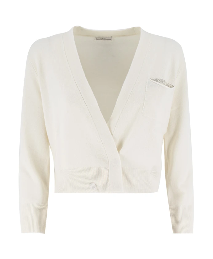 Кардиган с глубоким вырезом и карманом. Peserico, белый
Кардиган с глубоким вырезом и карманом. Peserico, белый