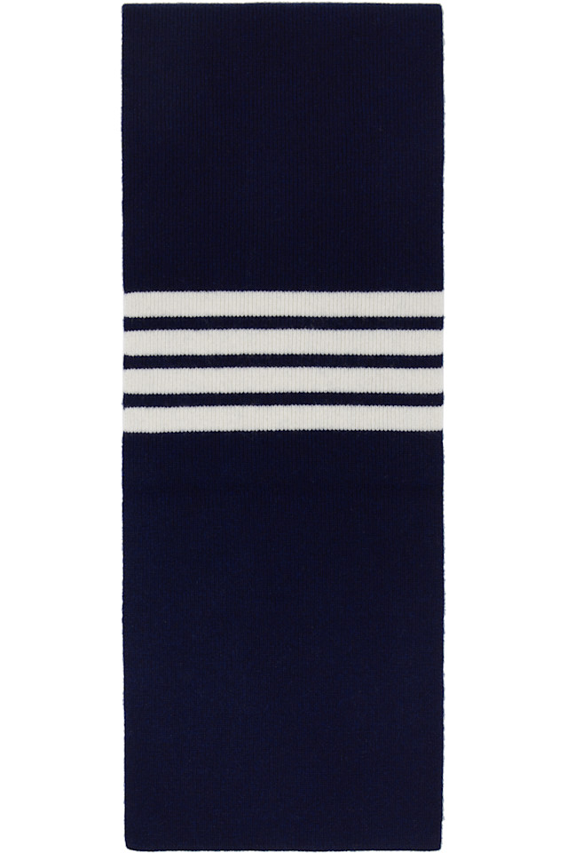 Кашемировый шарф рубчик 4-бар Thom Browne, синий
Кашемировый шарф рубчик 4-бар Thom Browne, синий
