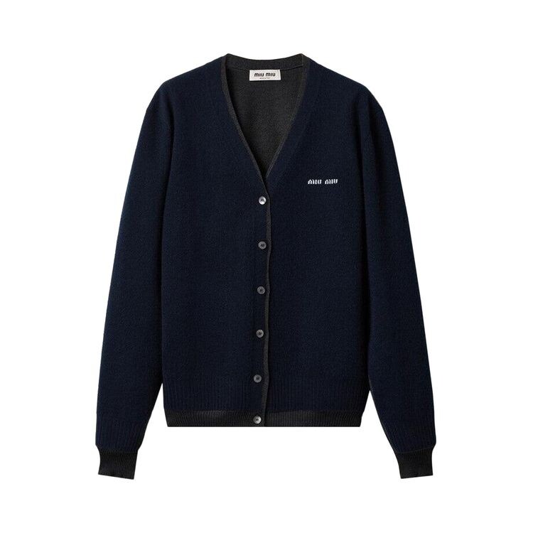 Кардиган Miu Miu Silk Cashmere Cardigan Blue/Antracite, синий 
Кардиган Miu Miu Silk Cashmere Cardigan Blue/Antracite, синий
