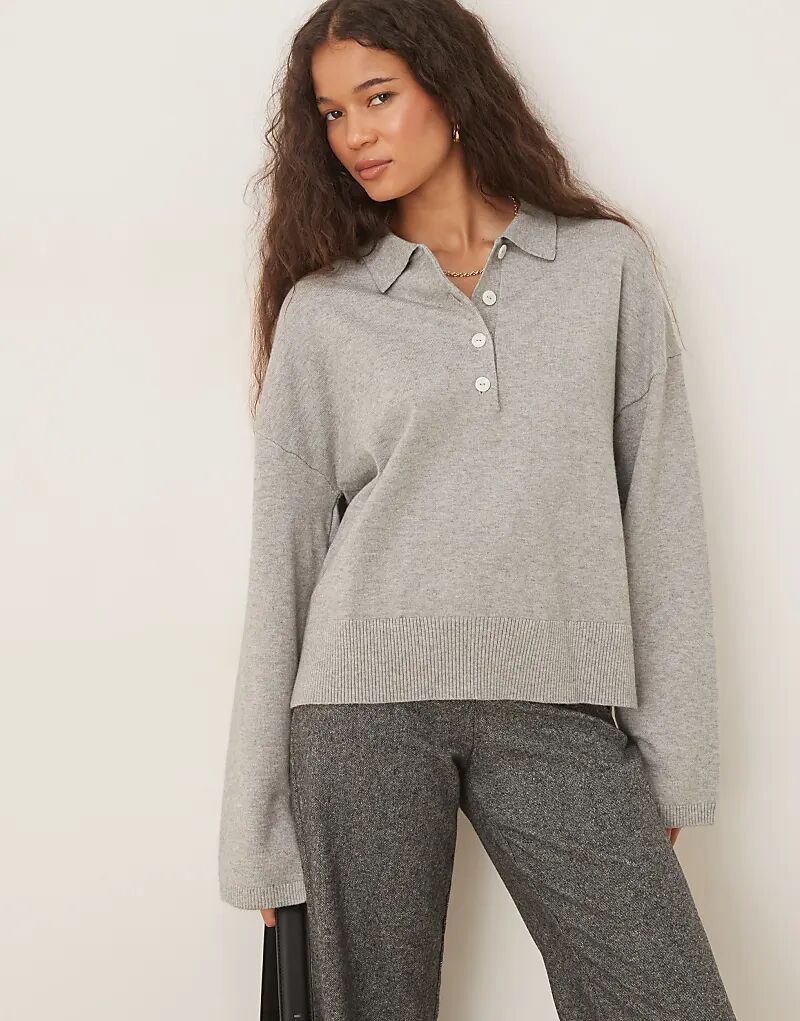 Вязаный свитер Gina Tricot с длинными рукавами и воротником, светло-серый меланж
Вязаный свитер Gina Tricot с длинными рукавами и воротником, светло-серый меланж