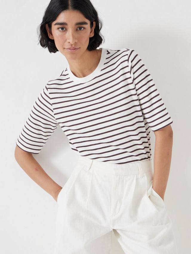 Футболка с круглым вырезом в полоску от sora HUSH, цвет White/Brown
Футболка с круглым вырезом в полоску от sora HUSH, цвет White/Brown