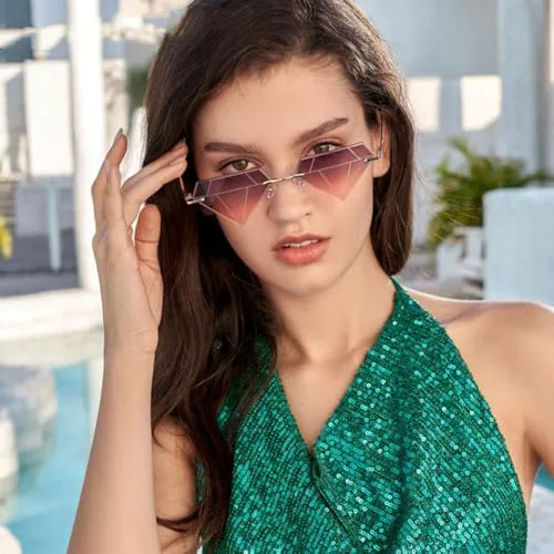 Модные солнцезащитные очки без оправы в форме ромба для женщин, треугольные солнцезащитные очки для мужчин, забавные очки для вечеринок MTZJH, Gold Gray Pink
Модные солнцезащитные очки без оправы в форме ромба для женщин, треугольные солнцезащитные очки для мужчин, забавные очки для вечеринок MTZJH, Gold Gray Pink