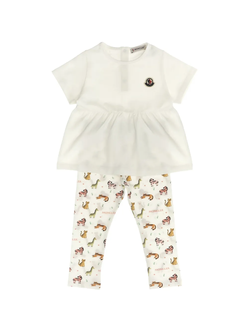 Комбинезон с анималистичным принтом Moncler Enfant, белый
Комбинезон с анималистичным принтом Moncler Enfant, белый