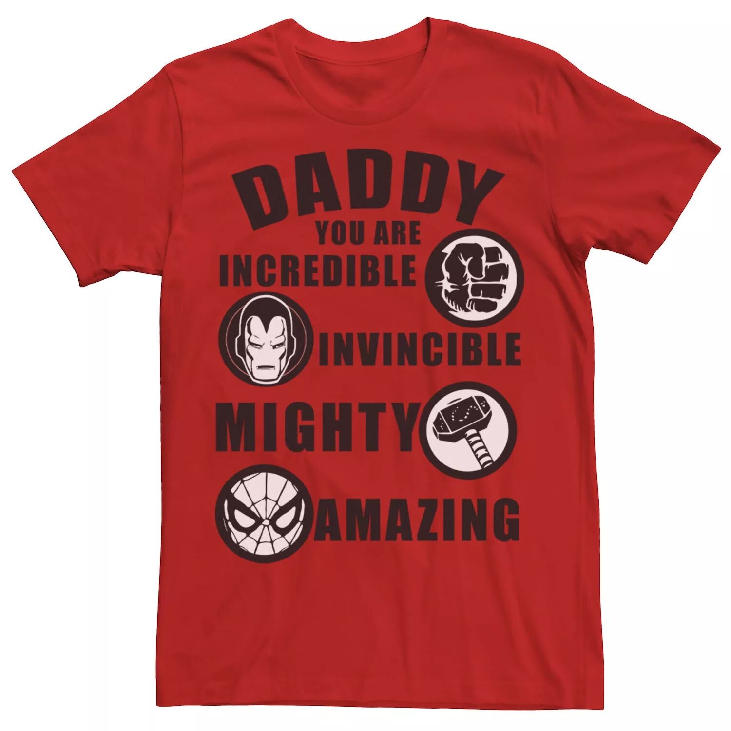 Мужская футболка Daddy You Are Incredible Invincible Mighty Amazing с рисунком Marvel
Мужская футболка Daddy You Are Incredible Invincible Mighty Amazing с рисунком Marvel