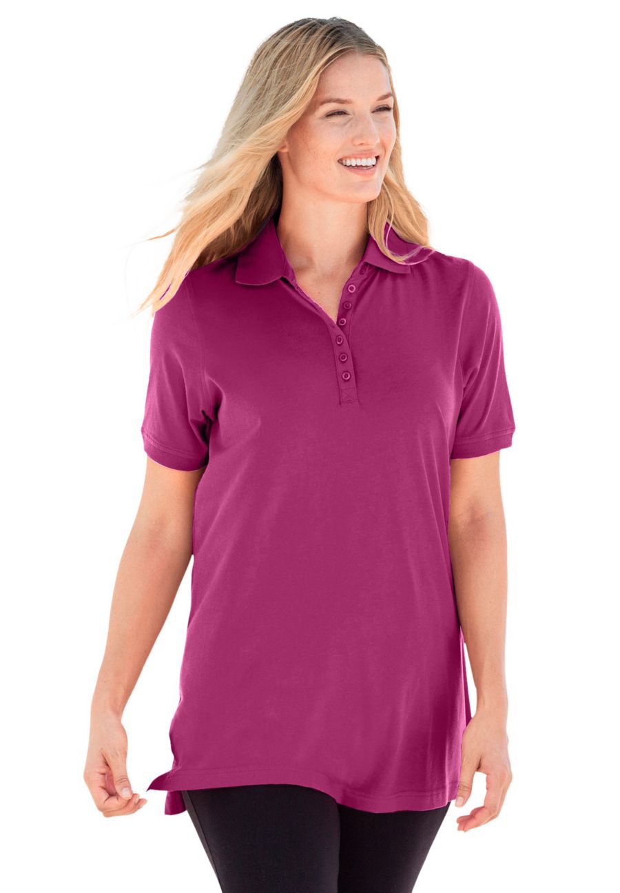 Женская поло-рубашка больших размеров с коротким рукавом Woman Within, Raspberry
Женская поло-рубашка больших размеров с коротким рукавом Woman Within, Raspberry