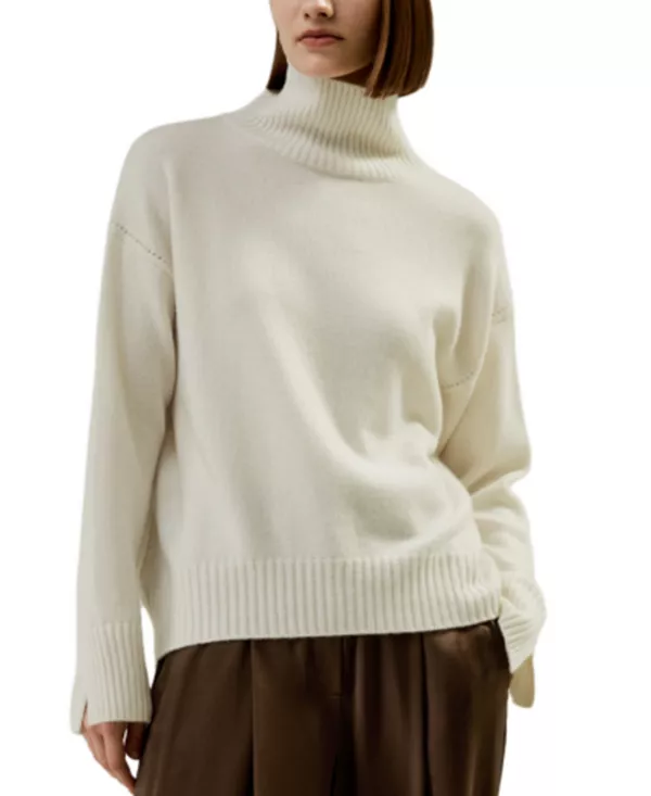 Кашемировый свитер свободного кроя с высоким воротником Lilysilk, белый
Кашемировый свитер свободного кроя с высоким воротником Lilysilk, белый