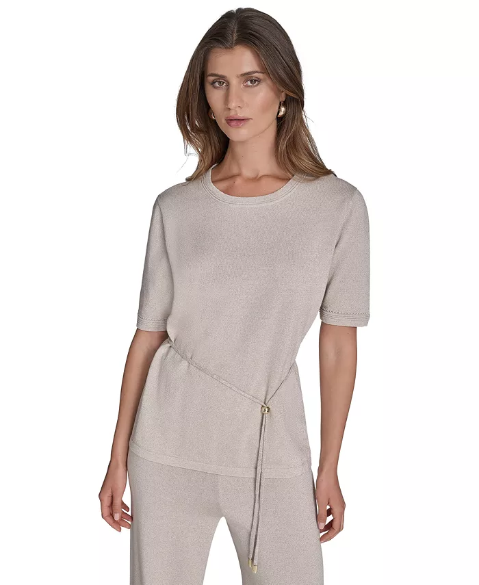 Женский топ с круглым вырезом и завязкой на талии цвета металлик Halston, коричневый/бежевый
Женский топ с круглым вырезом и завязкой на талии цвета металлик Halston, коричневый/бежевый