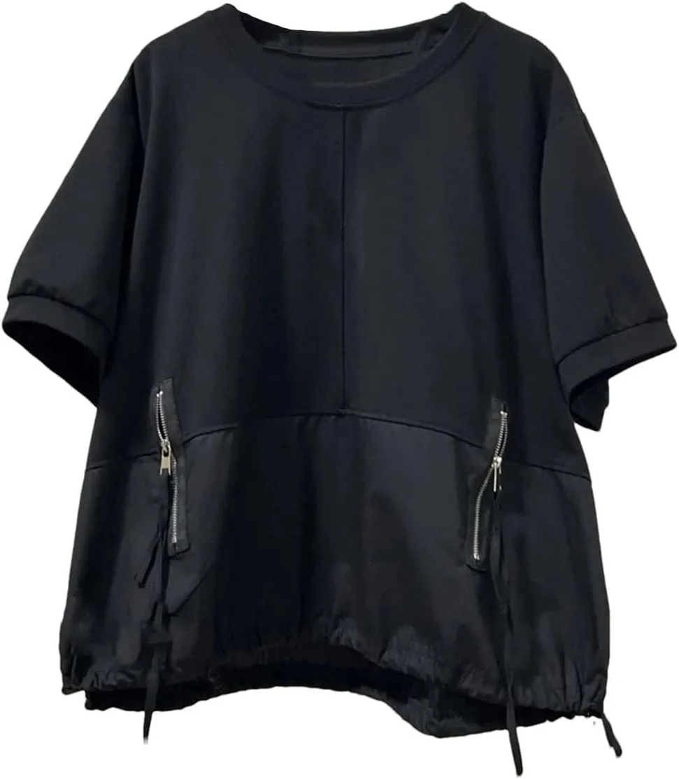 Женская футболка Big Size с круглым вырезом, коротким рукавом и карманами на молнии
Женская футболка Big Size с круглым вырезом, коротким рукавом и карманами на молнии