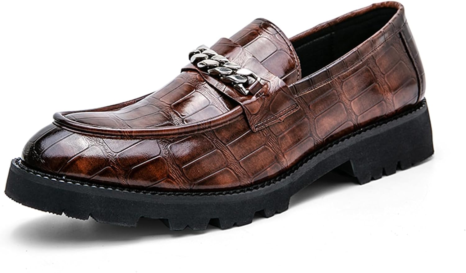 Мужские кожаные слипоны TIXEWSJH с платформой и принтом, с металлической цепочкой, легкие деловые туфли с круглым носком для офиса, свадьбы и вечеринок, коричневый
Мужские кожаные слипоны TIXEWSJH с платформой и принтом, с металлической цепочкой, легкие деловые туфли с круглым носком для офиса, свадьбы и вечеринок, коричневый