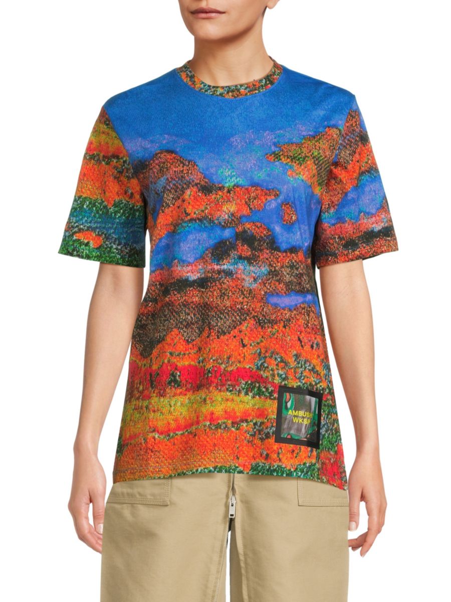 Футболка из хлопка с абстрактным принтом Ambush, синий мульти
Футболка из хлопка с абстрактным принтом Ambush, синий мульти