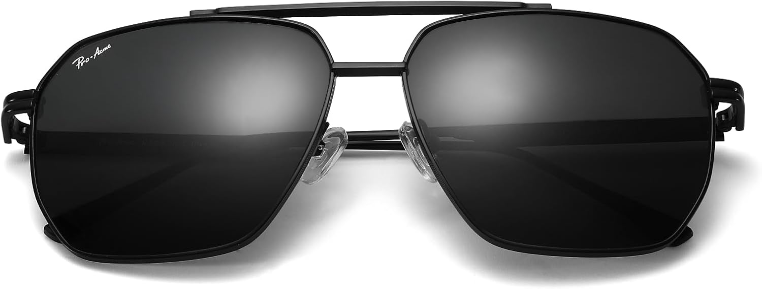 Винтажные солнцезащитные очки-авиаторы Pro Acme увеличенного квадратного размера, прочная металлическая оправа со стеклянными линзами, для мужчин и женщин, Black/Black
Винтажные солнцезащитные очки-авиаторы Pro Acme увеличенного квадратного размера, прочная металлическая оправа со стеклянными линзами, для мужчин и женщин, Black/Black