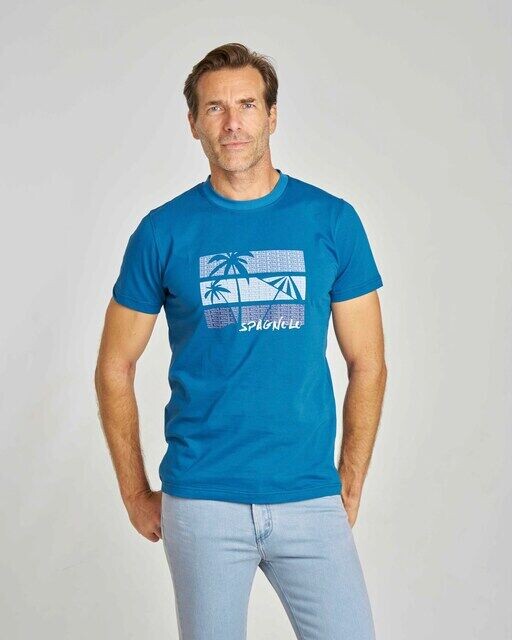 Мужская футболка с короткими рукавами и пляжным принтом Spagnolo, синий
Мужская футболка с короткими рукавами и пляжным принтом Spagnolo, синий
