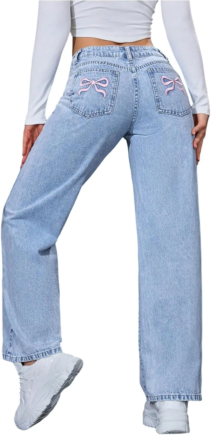 WDIRARA Женские джинсы Petite с вышитым бантом Y2k Straight Leg
WDIRARA Женские джинсы Petite с вышитым бантом Y2k Straight Leg