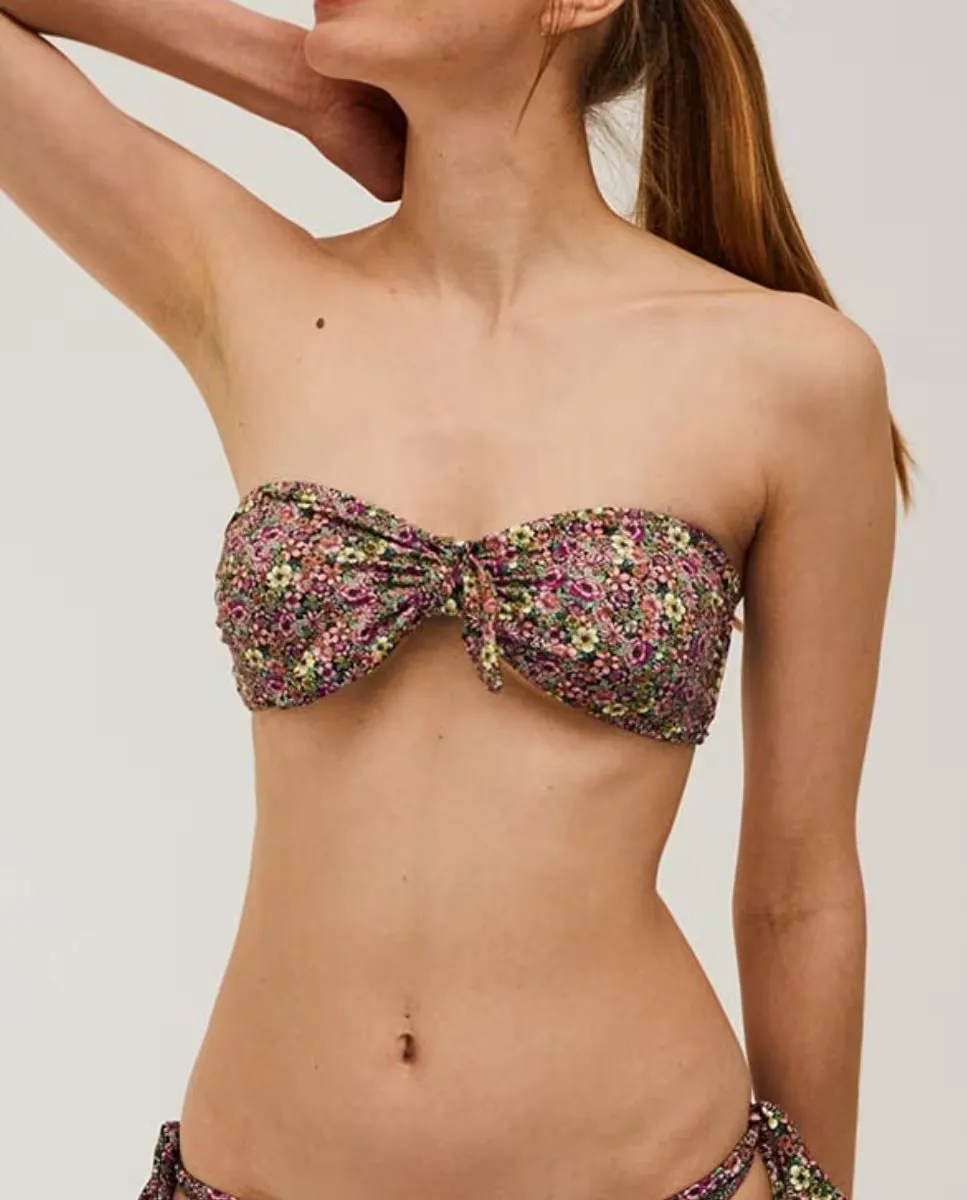 Бикини-топ бандо с цветочным принтом Bohodot, сиреневый 
Бикини-топ бандо с цветочным принтом Bohodot, сиреневый