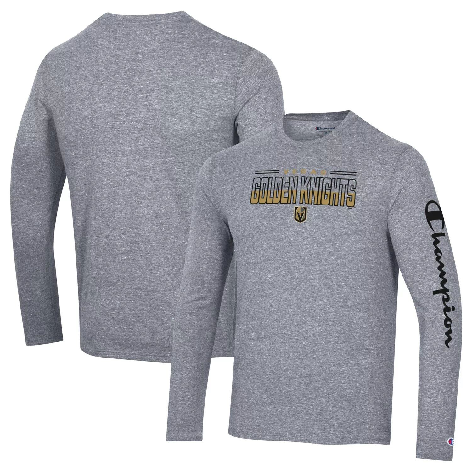 Мужская футболка с длинным рукавом Heather Grey Vegas Golden Knights Tri-Blend Champion 
Мужская футболка с длинным рукавом Heather Grey Vegas Golden Knights Tri-Blend Champion