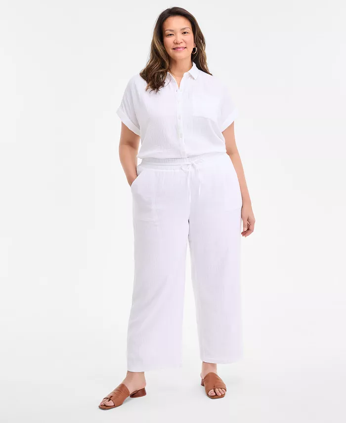 Широкие брюки из хлопкового газу с завязками, средняя посадка, большие размеры Style & Co, белый
Широкие брюки из хлопкового газу с завязками, средняя посадка, большие размеры Style & Co, белый