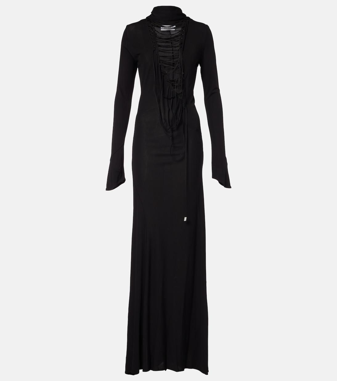 Кружевное креповое макси-платье The Attico, черный
Кружевное креповое макси-платье The Attico, черный