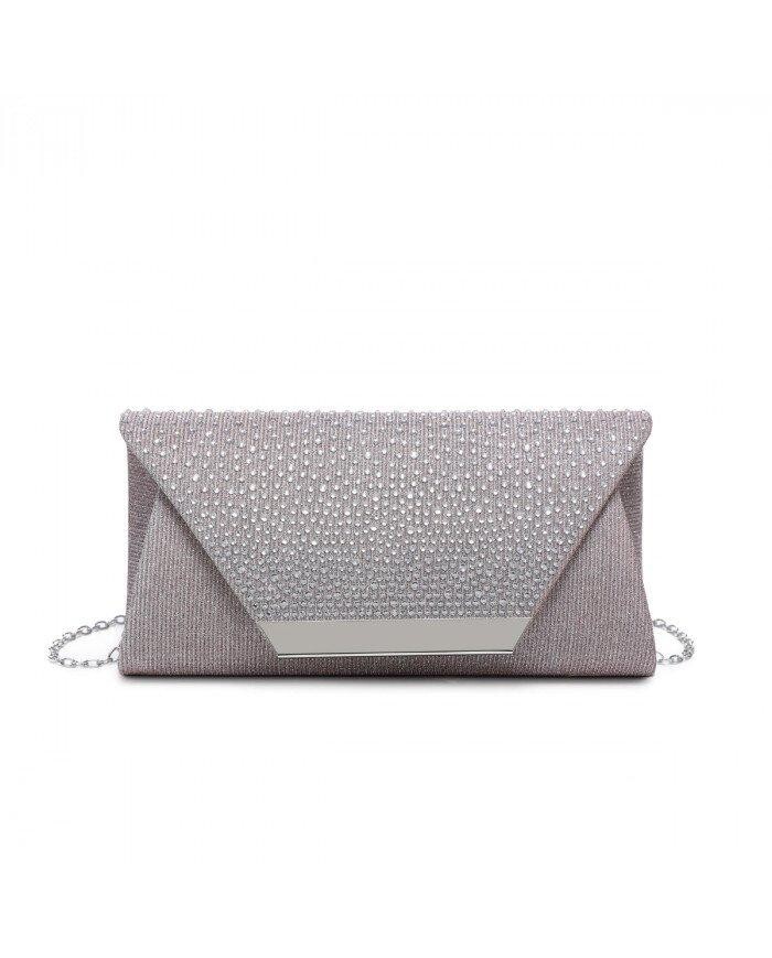 Блестящий клатч с откидной крышкой и клапаном Diamante JFY, розовый 
Блестящий клатч с откидной крышкой и клапаном Diamante JFY, розовый