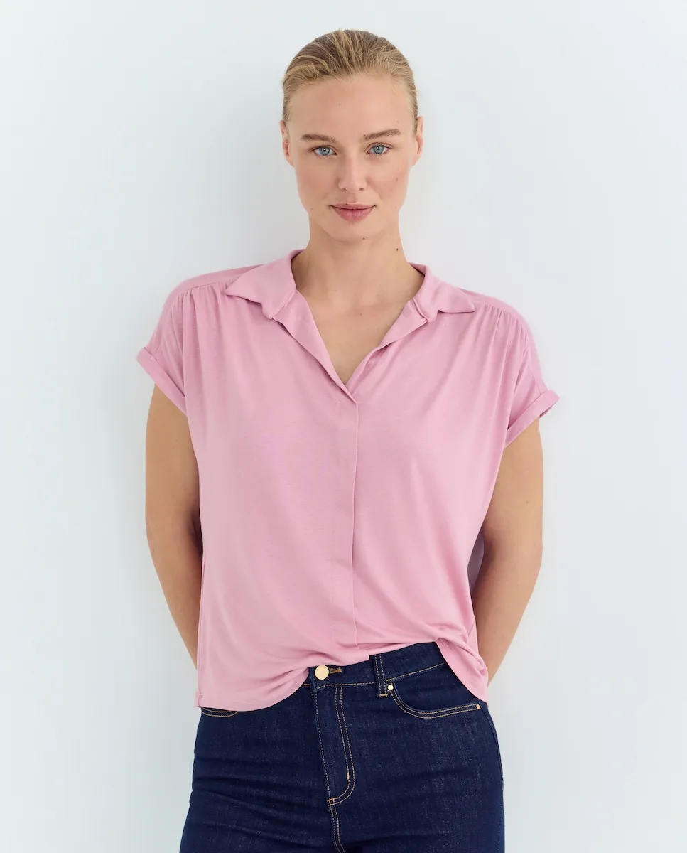 Женская однотонная футболка-поло с коротким рукавом Blanxart, светло-розовый
Женская однотонная футболка-поло с коротким рукавом Blanxart, светло-розовый