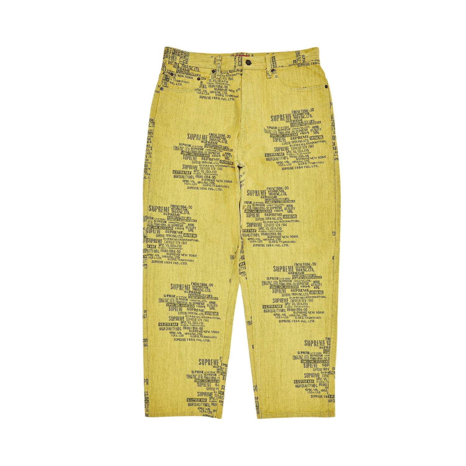 Жаккардовые мешковатые джинсы Supreme Trademark, цвет Ватертый желтый
Жаккардовые мешковатые джинсы Supreme Trademark, цвет Ватертый желтый