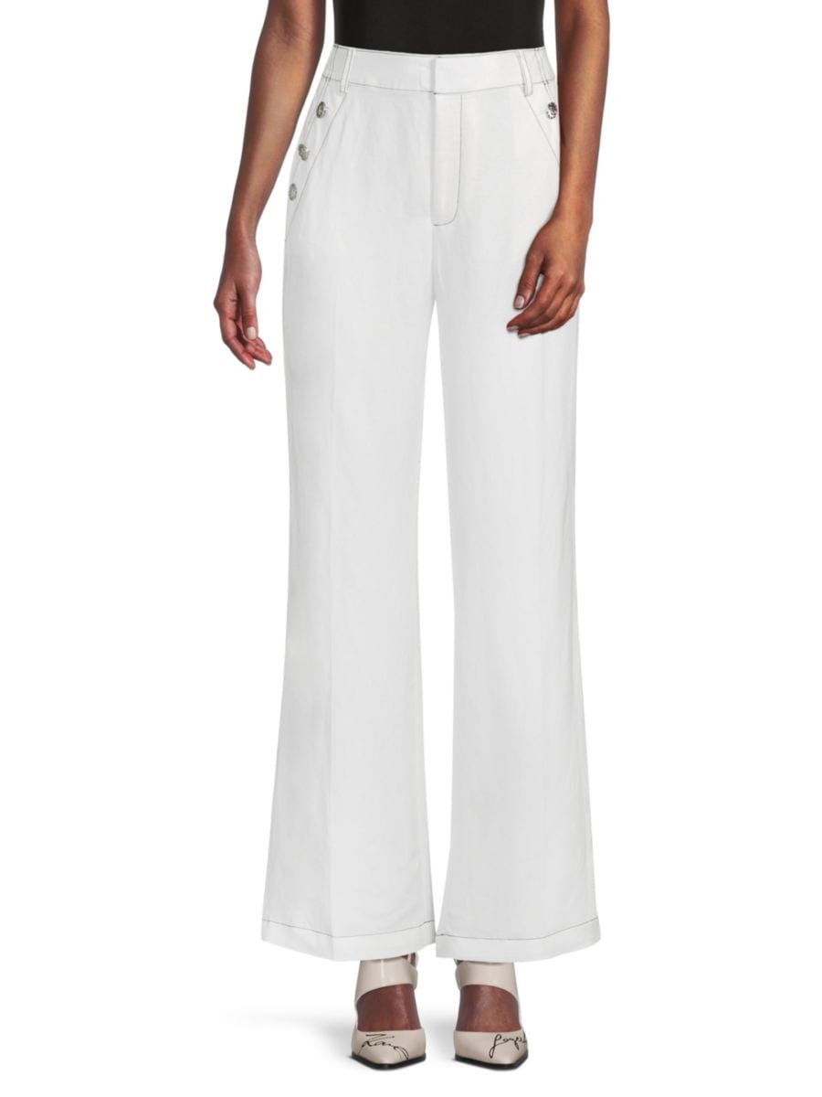 Морские брюки из смесовой льняной ткани Karl Lagerfeld Paris, мягкий белый 
Морские брюки из смесовой льняной ткани Karl Lagerfeld Paris, мягкий белый