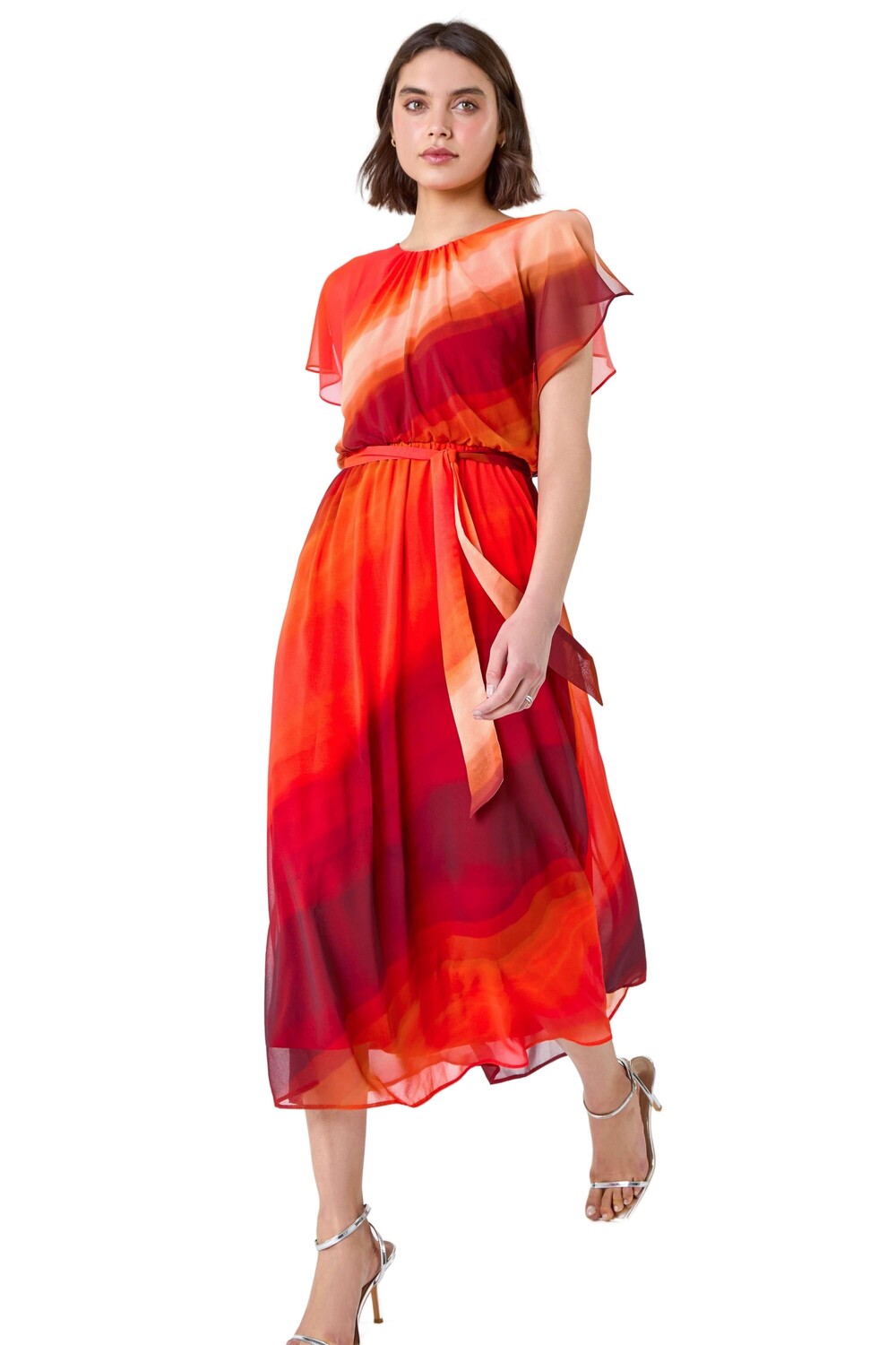 Платье миди с рукавами-накидкой и эффектом омбре Roman, оранжевый
Платье миди с рукавами-накидкой и эффектом омбре Roman, оранжевый