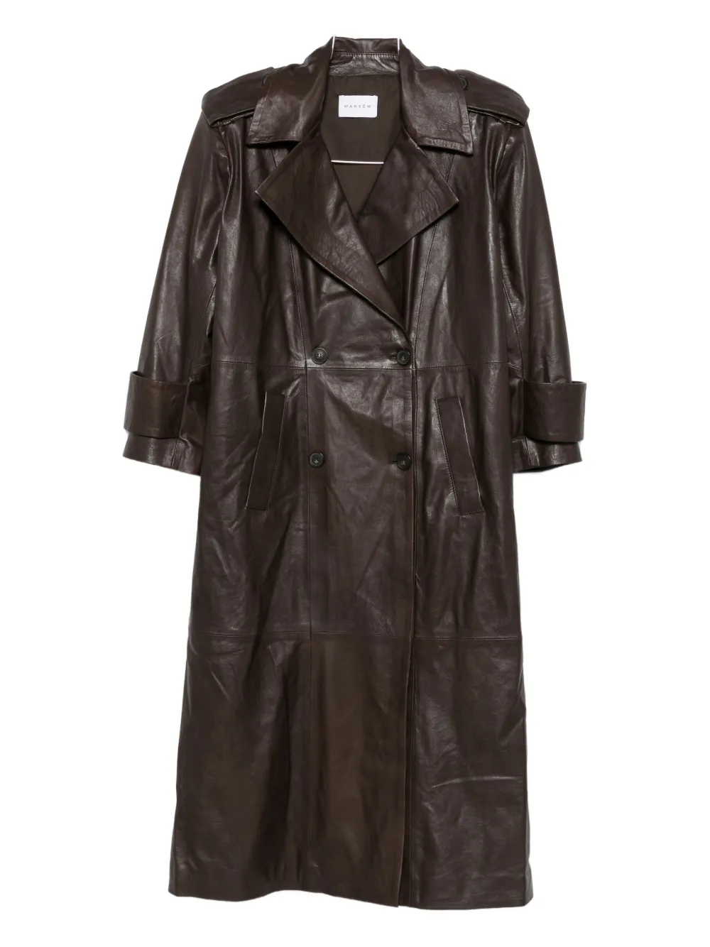 Двубортное кожаное пальто Marsem, коричневый
Двубортное кожаное пальто Marsem, коричневый
