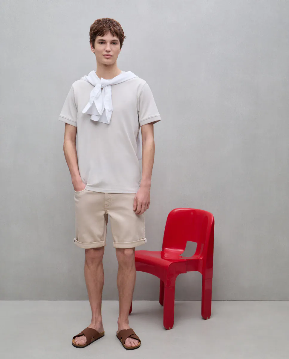 Мужские бермуды с пятью карманами, трикотажный деним Easy Wear, бежевый
Мужские бермуды с пятью карманами, трикотажный деним Easy Wear, бежевый