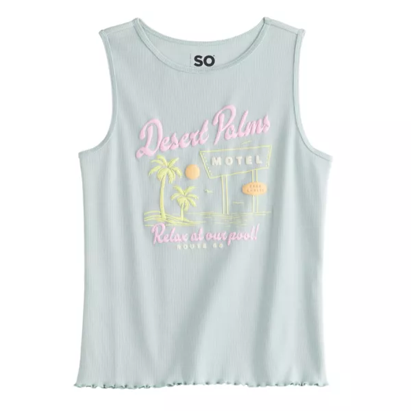 Майка с ребристым принтом для девочек 6-20 лет, стандартного и большого размера So, цвет desert palms teal
Майка с ребристым принтом для девочек 6-20 лет, стандартного и большого размера So, цвет desert palms teal