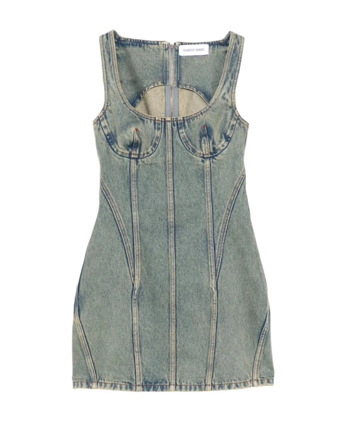Мини-Платье из денима с лазерным эффектом луны Marine Serre, синий
Мини-Платье из денима с лазерным эффектом луны Marine Serre, синий