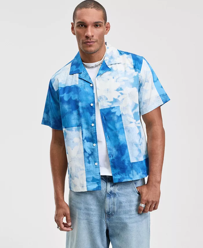 Мужская свободная рубашка с коротким рукавом и пуантилистическим принтом на пуговицах Mode Of One, синий
Мужская свободная рубашка с коротким рукавом и пуантилистическим принтом на пуговицах Mode Of One, синий