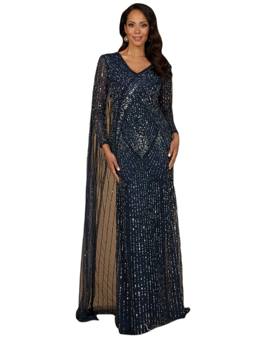 Женское длинное платье с рукавами, расшитое бисером, с накидкой Lara, Navy
Женское длинное платье с рукавами, расшитое бисером, с накидкой Lara, Navy