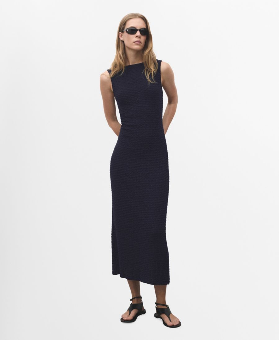 Женское приталенное платье с текстурированной поверхностью MANGO, Navy
Женское приталенное платье с текстурированной поверхностью MANGO, Navy