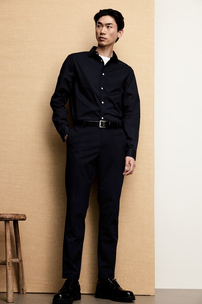 Рубашка узкого кроя H&M, синий
Рубашка узкого кроя H&M, синий