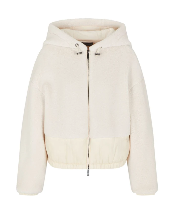 Белая флисовая куртка-худи на молнии Emporio Armani, белый
Белая флисовая куртка-худи на молнии Emporio Armani, белый