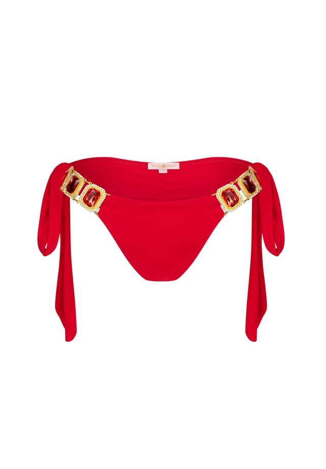 Плавки бикини в бразильском стиле Boujee с завязками по бокам и стильной отделкой камнями Moda Minx, красный
Плавки бикини в бразильском стиле Boujee с завязками по бокам и стильной отделкой камнями Moda Minx, красный