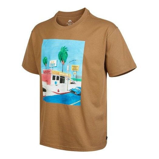 Футболка Nike SB Skateboard Cartoon landscape Pattern Skateboard Round Neck Short Sleeve Brown, мультиколор 
Футболка Nike SB Skateboard Cartoon landscape Pattern Skateboard Round Neck Short Sleeve Brown, мультиколор