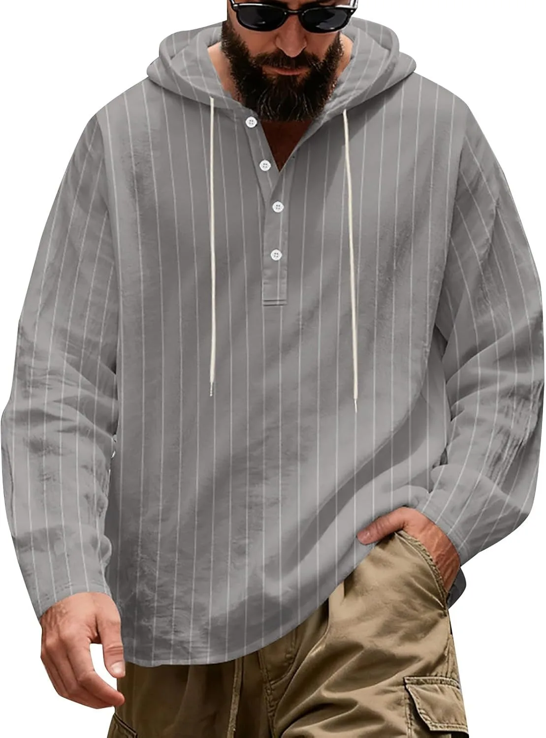 Мужская льняная худи с длинными рукавами и полосками
Мужская льняная худи с длинными рукавами и полосками