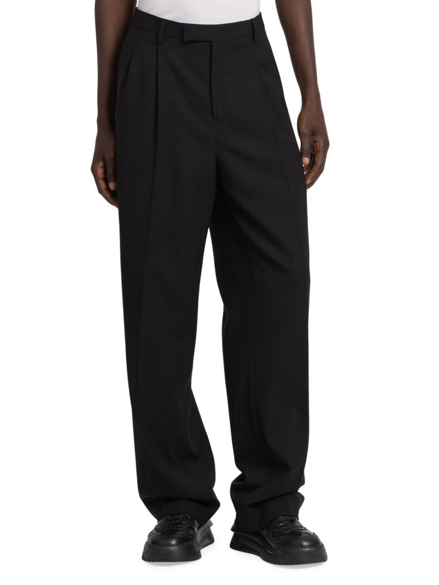 Плиссированные брюки из натуральной шерсти Versace, черный
Плиссированные брюки из натуральной шерсти Versace, черный