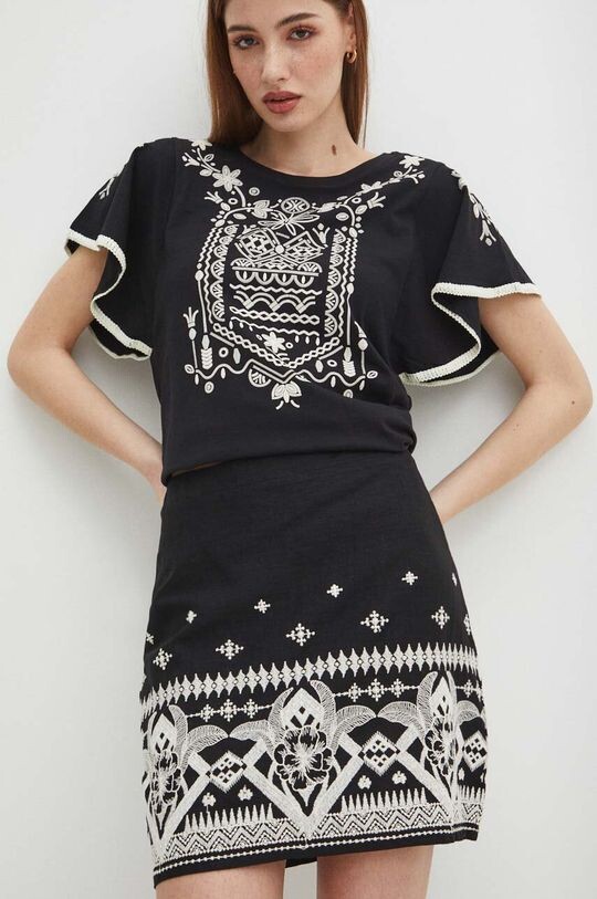 Юбка из смесового льна Medicine, черный 
Юбка из смесового льна Medicine, черный