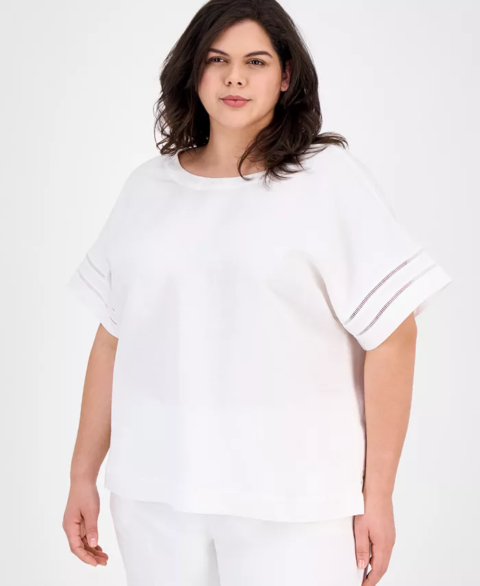 Блузка больших размеров с застежкой на пуговицы сзади и коротким рукавом Anne Klein, белый
Блузка больших размеров с застежкой на пуговицы сзади и коротким рукавом Anne Klein, белый