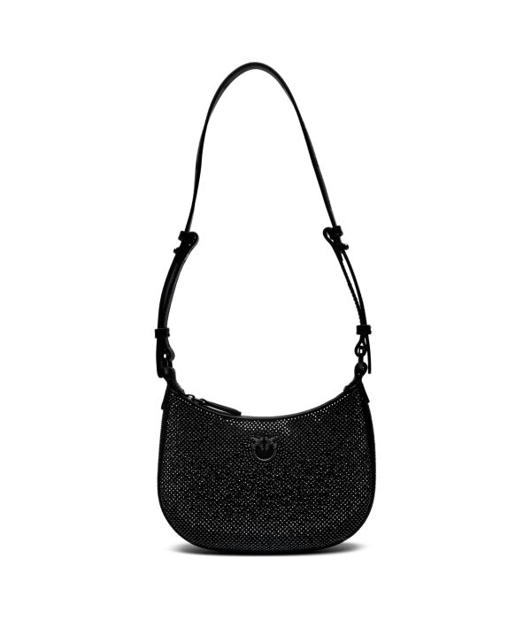 Сумка-хобо женская Pinko кожаная со стразами, черный 
Сумка-хобо женская Pinko кожаная со стразами, черный